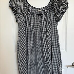 Doen Julia Mini Dress Noir La Maddalena Gingham, Short Sleeves with Bow Detail